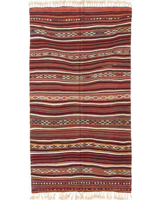 Oriental Kilim Anatolian Handmade Wool On Wool 136 X 250 Cm - 4' 6'' X 8' 3'' Burgundy C021 ER12