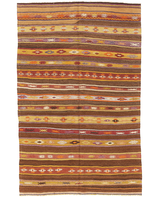Oriental Kilim Anatolian Handmade Wool On Wool 140 X 225 Cm - 4' 8'' X 7' 5'' Multicolor C016 ER12