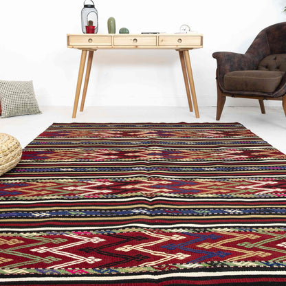 Oriental Kilim Anatolian Handmade Wool On Wool 156 X 288 Cm - 5' 2'' X 9' 6'' Multicolor C016 ER12