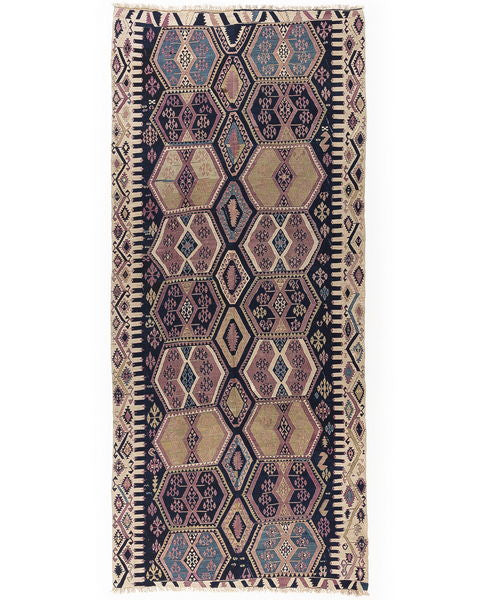 Oriental Kilim Anatolian Handmade Wool On Wool 165 X 383 Cm - 5' 5'' X 12' 7'' Purple C017 ER23