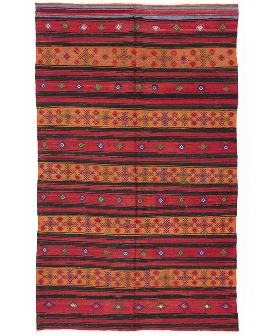 Oriental Kilim Anatolian Handmade Wool On Wool 195 X 310 Cm - 6' 5'' X 10' 3'' Red C014 ER23