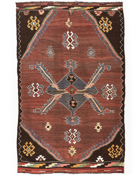 Oriental Kilim Anatolian Handmade Wool On Wool 210 X 338 Cm - 6' 11'' X 11' 2'' Brown C005 ER23