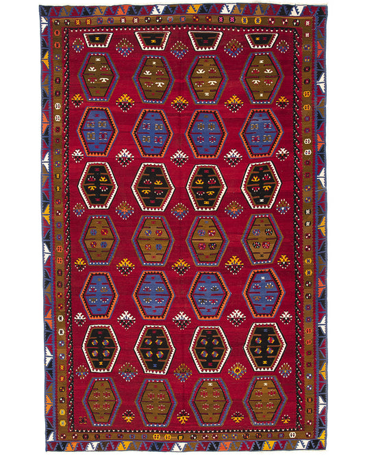 Oriental Kilim Anatolian Handmade Wool On Wool 232 X 357 Cm - 7' 8'' X 11' 9'' Red C014 ER23