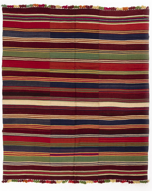 Oriental Kilim Anatolian Handmade Wool On Wool 236 X 274 Cm - 7' 9'' X 9' Multicolor C016 ER23