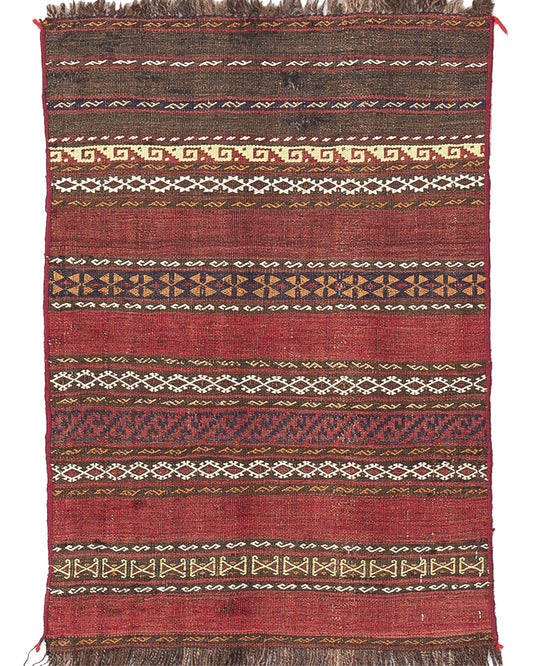 Oriental Kilim Anatolian Handmade Wool On Wool 60 X 90 Cm - 2' X 3' Red C014 ER01