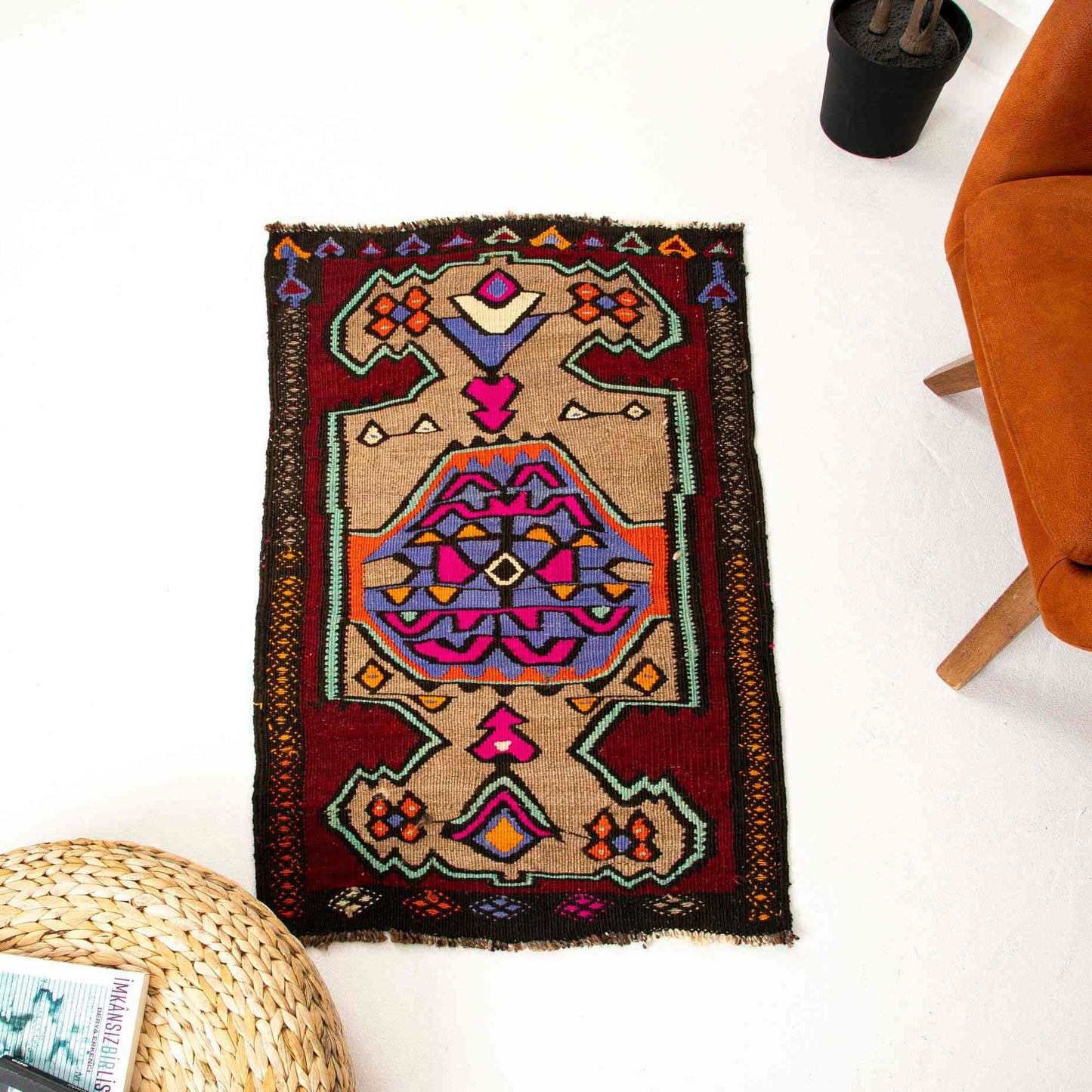 Oriental Kilim Anatolian Handmade Wool On Wool 60 X 90 Cm - 2' X 3' Multicolor C016 ER01