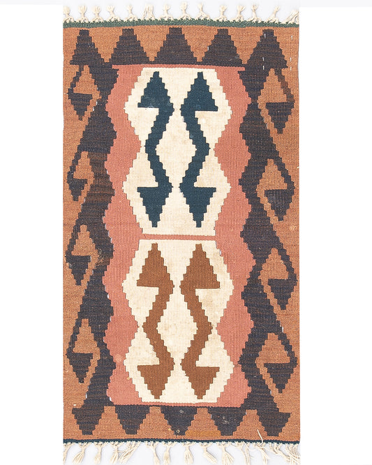 Oriental Kilim Anatolian Handmade Wool On Wool 65 X 115 Cm - 2' 2'' X 3' 10'' Pink C004 ER01