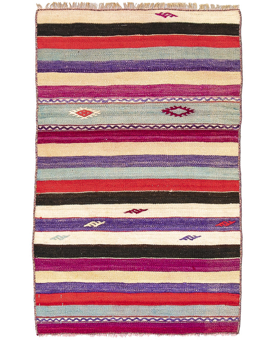 Oriental Kilim Anatolian Handmade Wool On Wool 67 X 110 Cm - 2' 3'' X 3' 8'' Purple C017 ER01