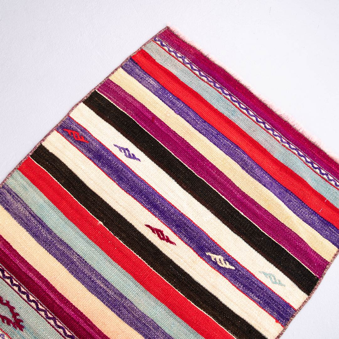 Kilim de Anatolia tejido a mano Lana sobre lana Único Tradicional 67 X 110 Cm - 2' 3'' X 3' 8'' m2: 0,737