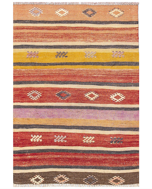 Oriental Kilim Anatolian Handmade Wool On Wool 76 X 106 Cm - 2' 6'' X 3' 6'' Red C014 ER01