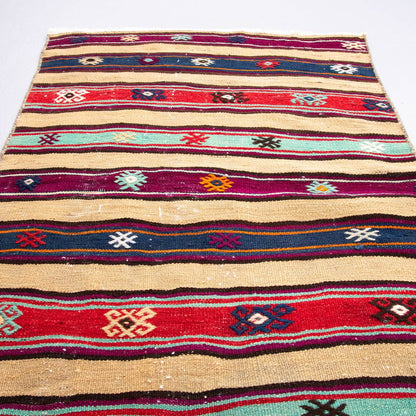 Oriental Kilim Anatolian Handmade Wool On Wool 76 X 110 Cm - 2' 6'' X 3' 8'' Multicolor C016 ER01