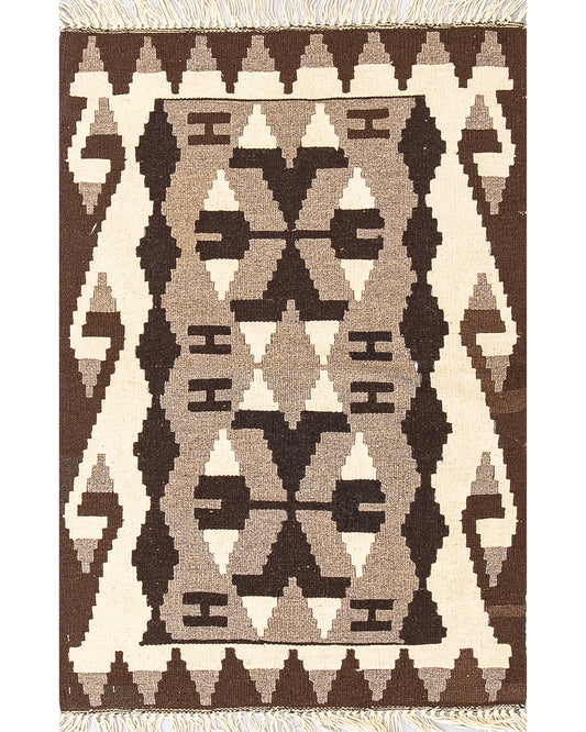 Oriental Kilim Anatolian Handmade Wool On Wool 79 X 115 Cm - 2' 8'' X 3' 10'' Brown C005 ER01