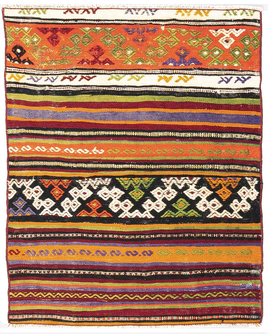 Oriental Kilim Anatolian Handmade Wool On Wool 87 X 93 Cm - 2' 11'' X 3' 1'' Multicolor C016 ER01