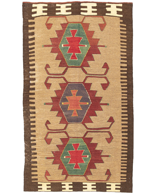 Oriental Kilim Anatolian Handmade Wool On Wool 100 X 167 Cm - 3' 4'' X 5' 6'' Stone C009 ER01