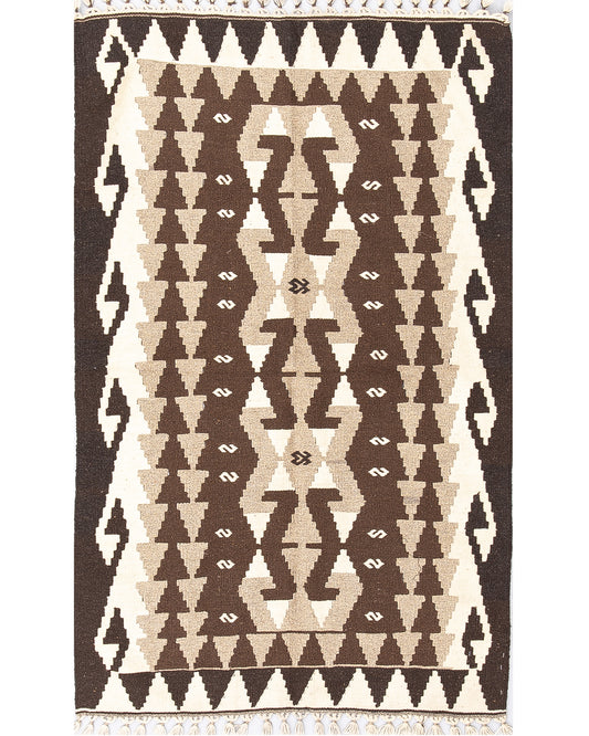 Oriental Kilim Anatolian Handmade Wool On Wool 106 X 167 Cm - 3' 6'' X 5' 6'' Brown C005 ER01