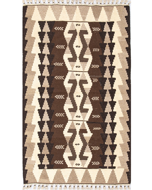 Oriental Kilim Anatolian Handmade Wool On Wool 106 X 171 Cm - 3' 6'' X 5' 8'' Brown C005 ER01