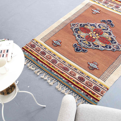 Oriental Kilim Anatolian Handmade Wool On Wool 110 x 164 Cm - 3' 8'' x 5' 5'' Pink C004 ER01