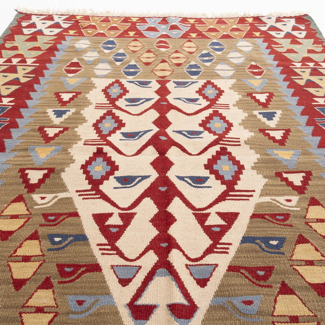 Oriental Kilim Anatolian Handmade Wool On Wool 116 X 162 Cm - 3' 10'' X 5' 4'' Red C014 ER01