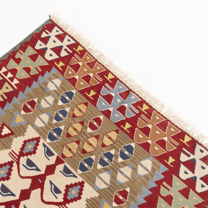 Oriental Kilim Anatolian Handmade Wool On Wool 116 X 162 Cm - 3' 10'' X 5' 4'' Red C014 ER01