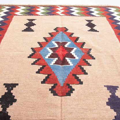 Oriental Kilim Anatolian Handmade Wool On Wool 126 X 145 Cm - 4' 2'' X 4' 10'' Stone C009 ER01