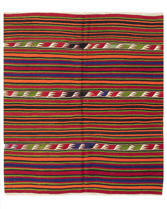 Oriental Kilim Anatolian Handmade Wool On Wool 137 X 153 Cm - 4' 6'' X 5' 1'' Orange C011 ER01