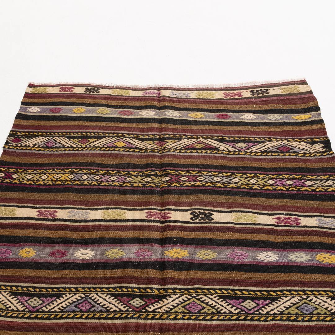 Oriental Kilim Anatolian Handmade Wool On Wool 142 X 165 Cm - 4' 8'' X 5' 5'' Brown C005 ER01