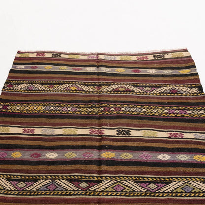 Oriental Kilim Anatolian Handmade Wool On Wool 142 X 165 Cm - 4' 8'' X 5' 5'' Brown C005 ER01