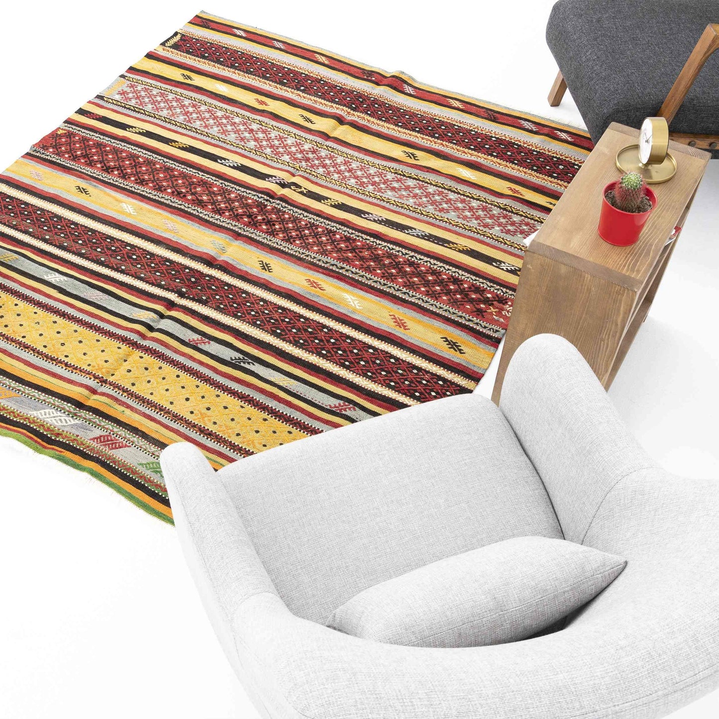 Oriental Kilim Anatolian Handmade Wool On Wool 160 x 190 Cm - 5' 3'' x 6' 3'' ER12