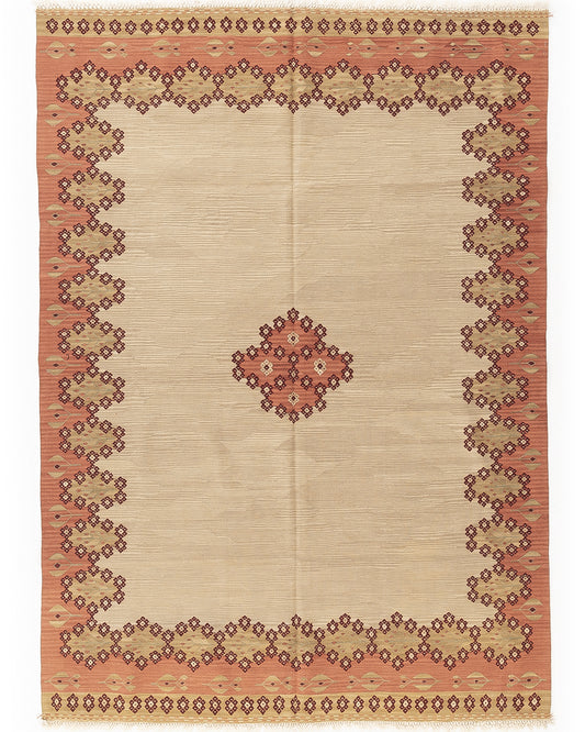 Oriental Kilim Anatolian Handmade Wool On Wool 174 X 236 Cm - 5' 9'' X 7' 9'' Sand C007 ER12