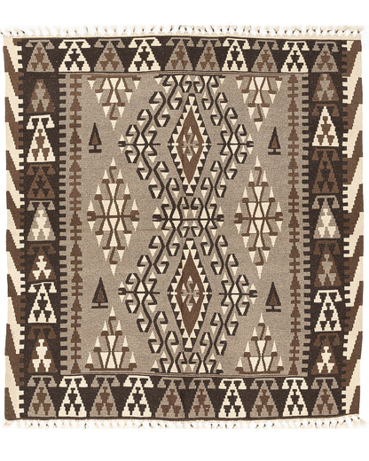 Oriental Kilim Anatolian Handmade Wool On Wool 193 X 205 Cm - 6' 4'' X 6' 9'' Brown C005 ER12