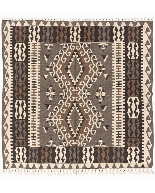 Oriental Kilim Anatolian Handmade Wool On Wool 292 X 297 Cm - 9' 7'' X 9' 9'' Brown C005 ER23