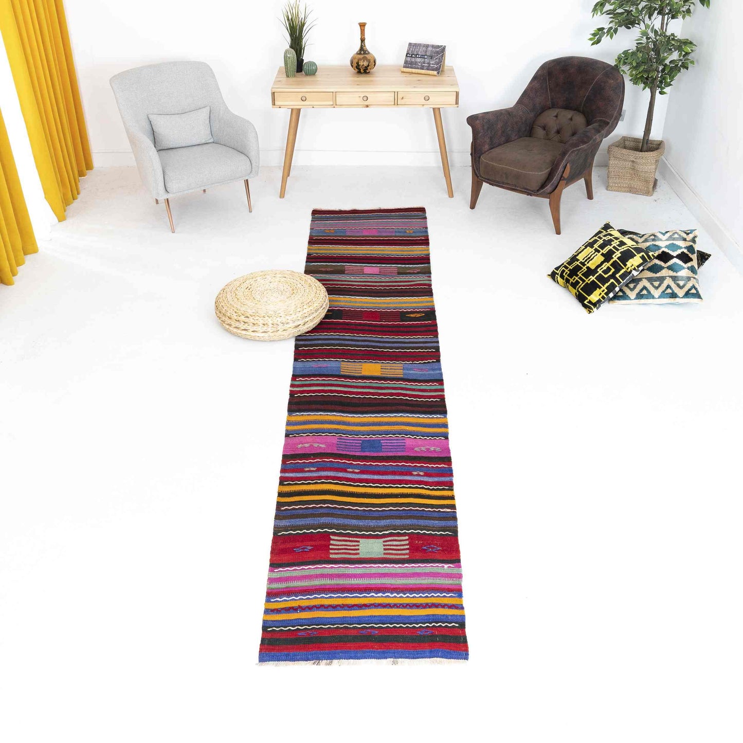 Oriental Kilim Anatolian Handmade Wool On Wool 69 x 361 Cm - 2' 4'' x 11' 11'' Pink C004 ER01