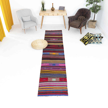 Oriental Kilim Anatolian Handmade Wool On Wool 69 x 361 Cm - 2' 4'' x 11' 11'' Pink C004 ER01