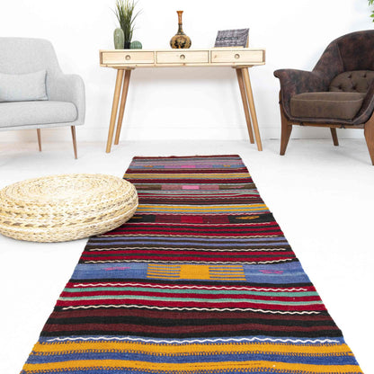 Oriental Kilim Anatolian Handmade Wool On Wool 69 x 361 Cm - 2' 4'' x 11' 11'' Pink C004 ER01