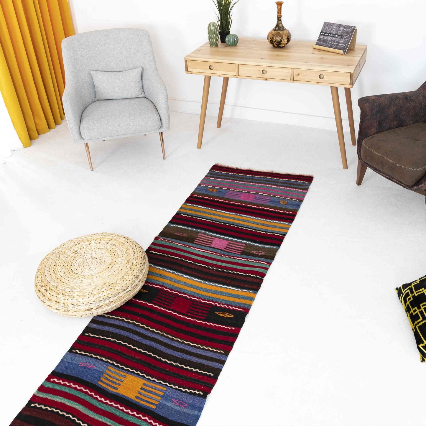 Oriental Kilim Anatolian Handmade Wool On Wool 69 x 361 Cm - 2' 4'' x 11' 11'' Pink C004 ER01