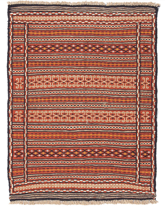Kilim oriental de Anatolia, hecho a mano, de lana sobre lana, 70 x 100 cm, naranja C011 ER01