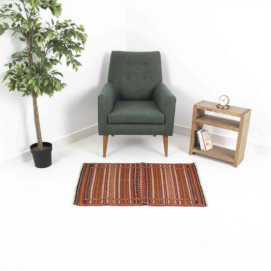 Kilim oriental de Anatolia, hecho a mano, de lana sobre lana, 70 x 100 cm, naranja C011 ER01