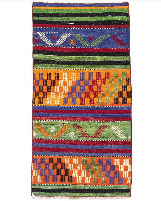Oriental Kilim Anatolian Handmade Wool On Wool 71 X 138 Cm - 2' 4'' X 4' 7'' Multicolor C016 ER01