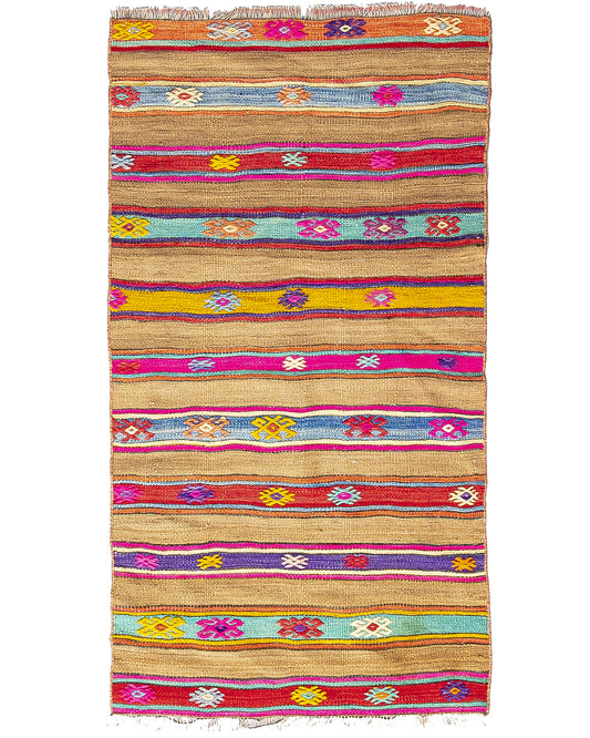 Oriental Kilim Anatolian Handmade Wool On Wool 72 X 137 Cm - 2' 5'' X 4' 6'' Stone C009 ER01