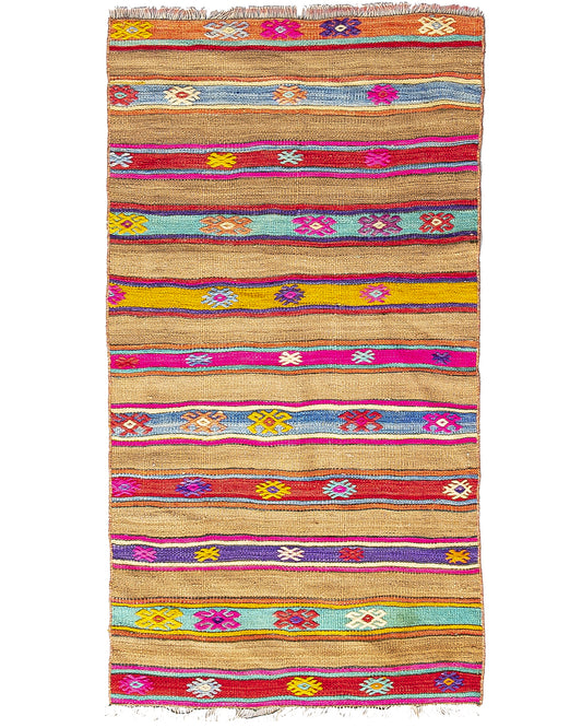 Oriental Kilim Anatolian Handmade Wool On Wool 72 X 137 Cm - 2' 5'' X 4' 6'' Stone C009 ER01