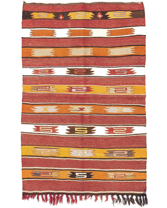 Oriental Kilim Anatolian Handmade Wool On Wool 79 X 125 Cm - 2' 8'' X 4' 2'' Orange C011 ER01
