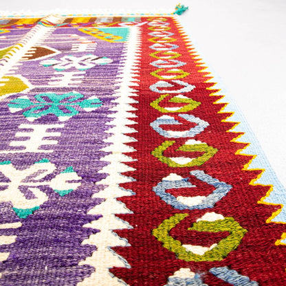 Kilim oriental de Anatolia, hecho a mano, de lana sobre lana, 82 x 110 cm, morado, C017 ER01