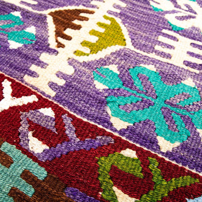 Kilim oriental de Anatolia, hecho a mano, de lana sobre lana, 82 x 110 cm, morado, C017 ER01