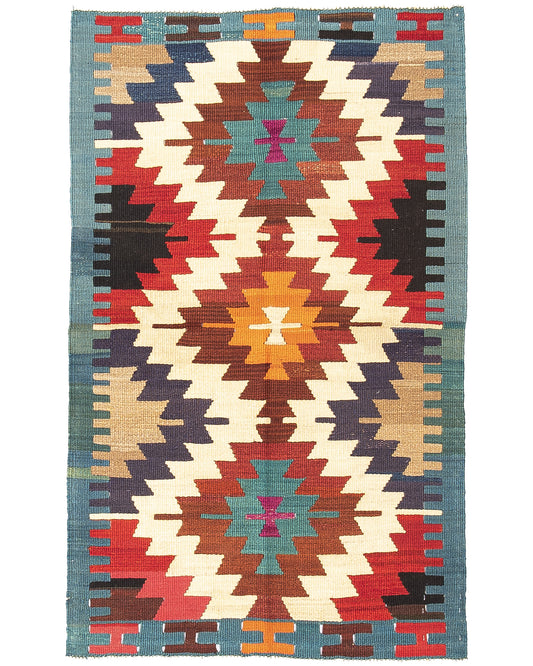 Oriental Kilim Anatolian Handmade Wool On Wool 84 X 142 Cm - 2' 10'' X 4' 8'' Multicolor C016 ER01