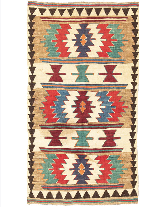 Oriental Kilim Anatolian Handmade Wool On Wool 84 X 157 Cm - 2' 10'' X 5' 2'' Multicolor C016 ER01