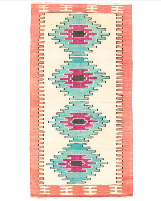 Oriental Kilim Anatolian Handmade Wool On Wool 84 X 161 Cm - 2' 10'' X 5' 4'' Turquosie C019 ER01