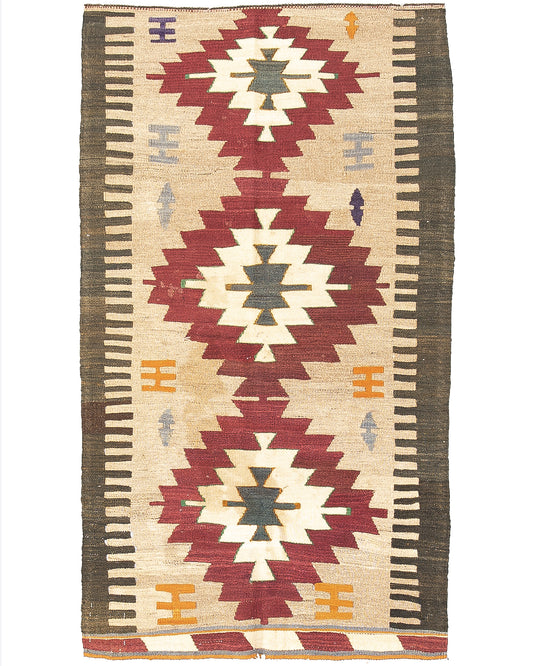 Kilim oriental de Anatolia, hecho a mano, de lana sobre lana, 85 x 155 cm, 2 pies 10 pulgadas x 5 pies 2 pulgadas, piedra C009 ER01