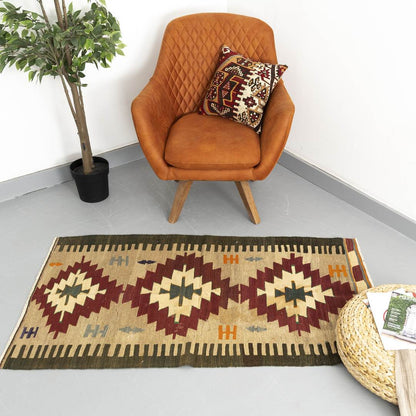 Oriental Kilim Anatolian Handmade Wool On Wool 85 X 155 Cm - 2' 10'' X 5' 2'' Stone C009 ER01