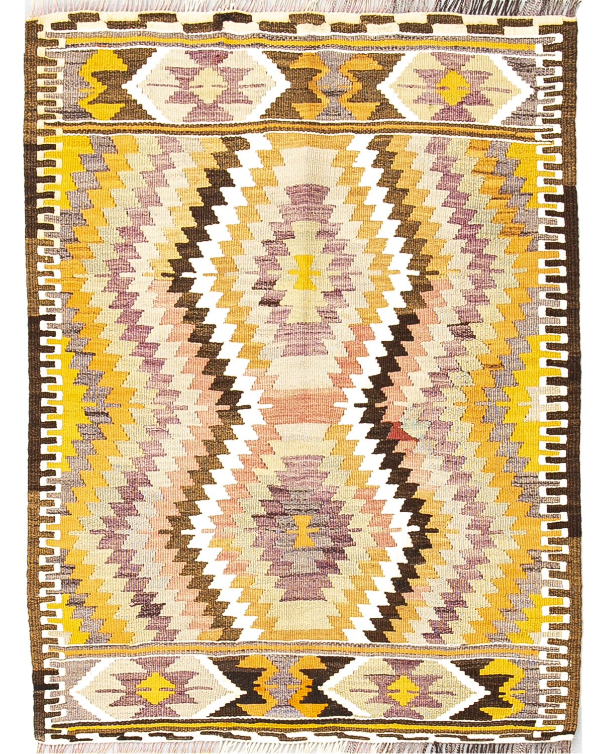 Oriental Kilim Anatolian Handmade Wool On Wool 88 X 110 Cm - 2' 11'' X 3' 8'' Yellow C006 ER01
