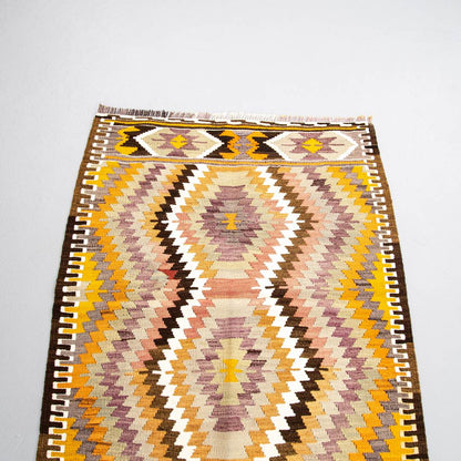 Oriental Kilim Anatolian Handmade Wool On Wool 88 X 110 Cm - 2' 11'' X 3' 8'' Yellow C006 ER01